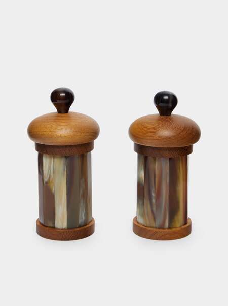 Zebu Horn and Iroko Salt and Pepper Mill (Set of 2)