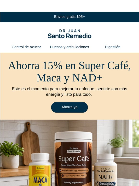 Solo hoy: Ahorra 15% en Súper Café, Maca, y NAD+