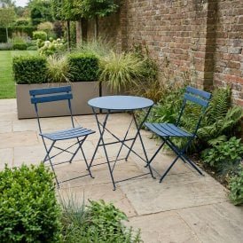 Folding Metal Outdoor Garden Bistro Patio Set 2 x Chairs & Coffee Table