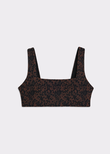 Square Neck Adjustable Bikini Bra Dark Leo