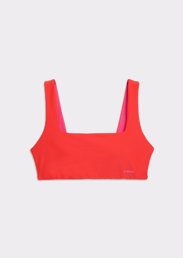 Square Neck Adjustable Bikini Bra Red