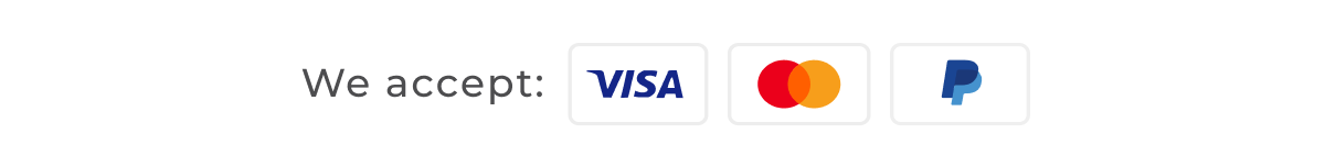 We accept Visa, Mastercard and Paypal