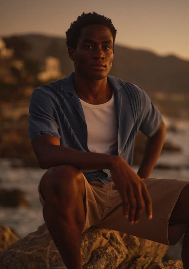 Ivy - Washed Blue Cotton Knitted Shirt