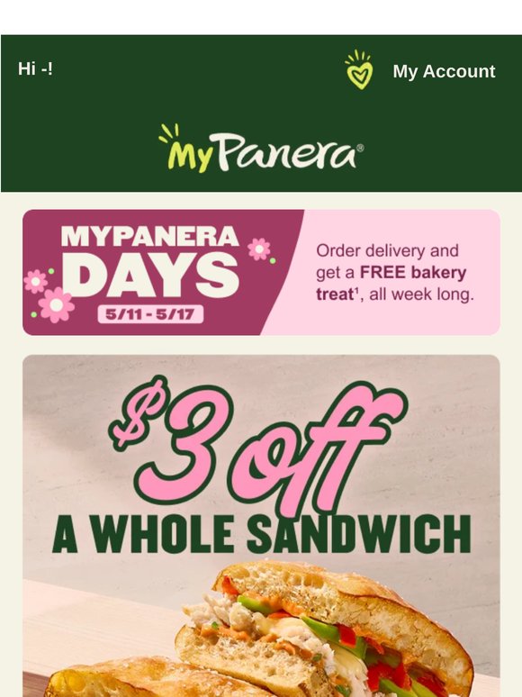 Today's deal: $3 OFF a whole sandwich
