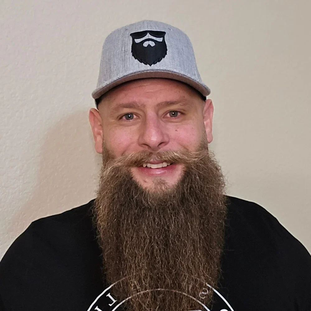 Image of OG Beard Logo Patch - Flexfit - Heather Grey Curved Visor