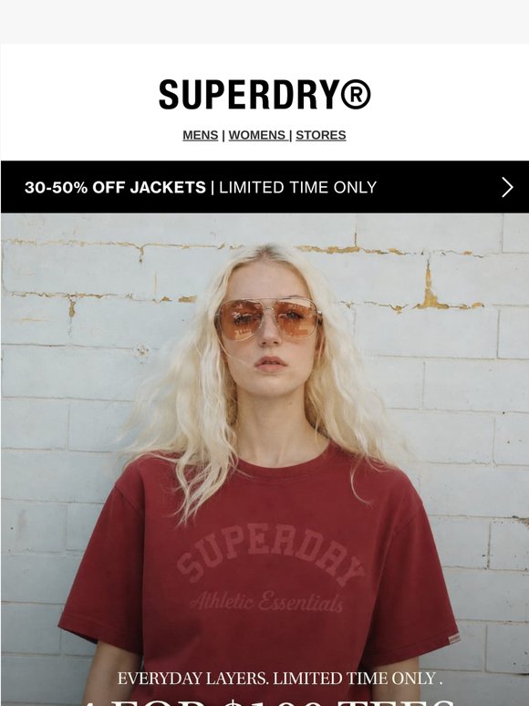 4 for $100 Tees. Limited Time Only.