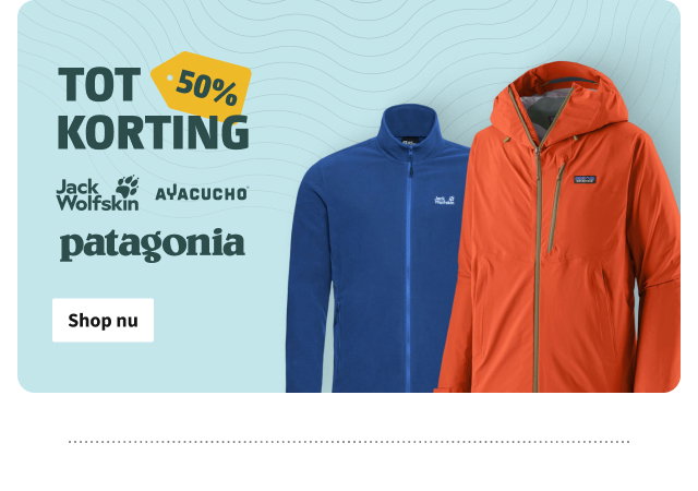 tot 50% korting op Jack Wolfskin, Ayacucho & Patagonia