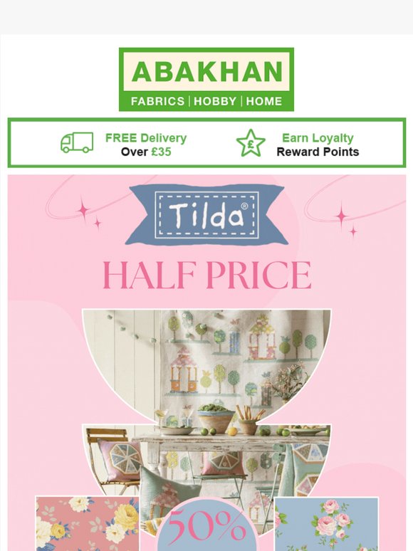 SAVE 50% OFF Tilda Fabrics TODAY