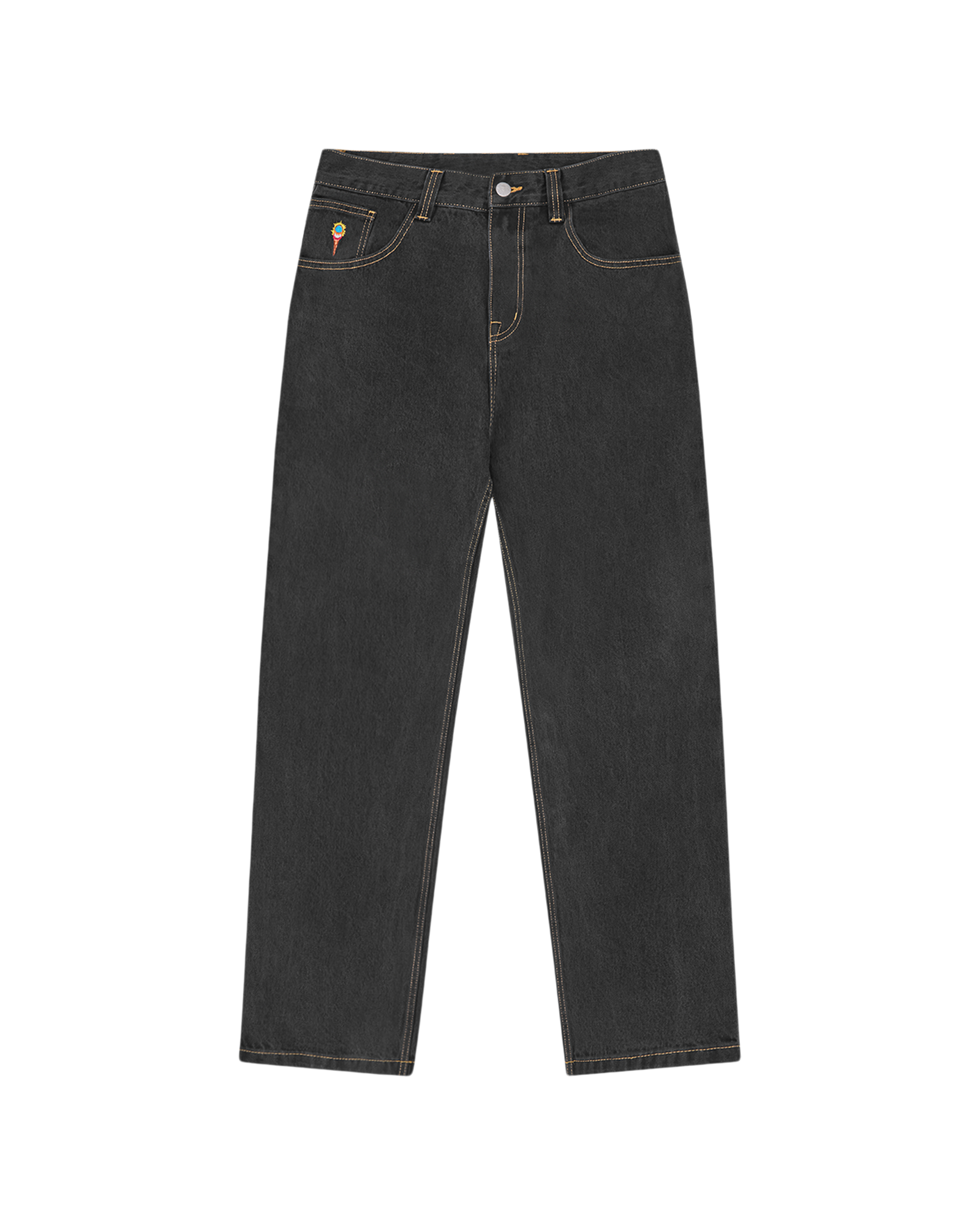 Cones & Bones Double Scoop Denim Pants in Black
