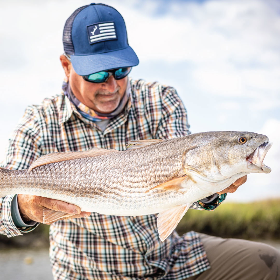 redfish in pebble brown