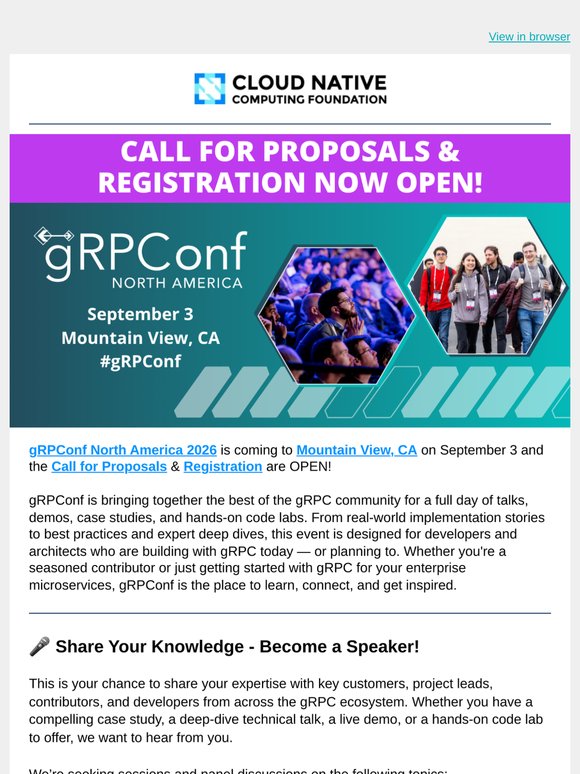🎤 Submit to Speak at gRPConf North America 2026!