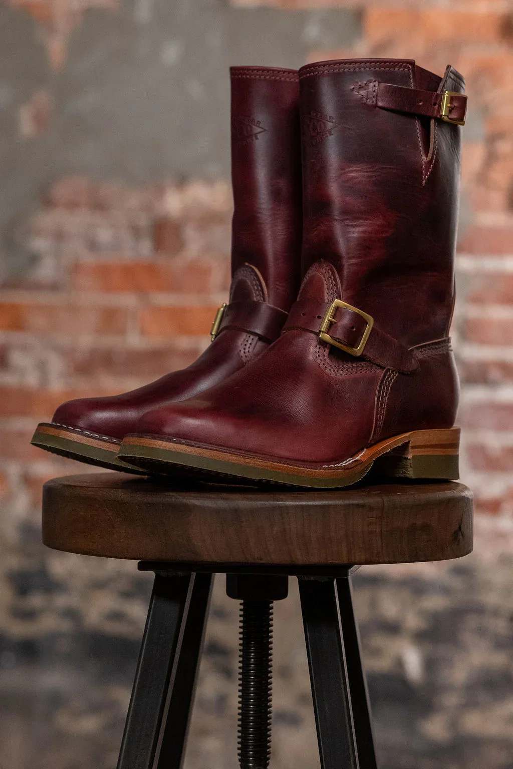 Image of Wesco Boots Mister Lou - Horween Burgundy Horsehide Green Supergrip Sole