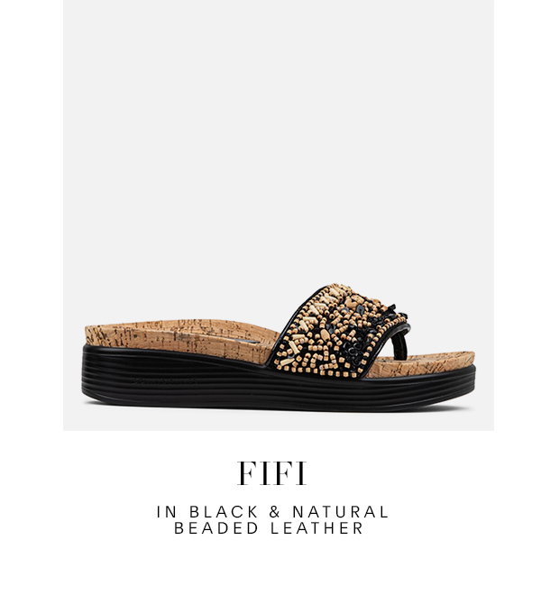 FIFI IN BLACK AND NATURAL BEADED LEATHER