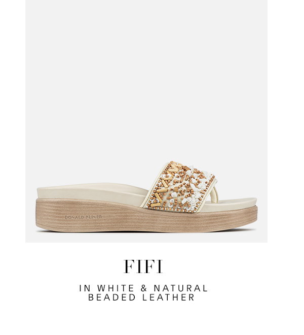 FIFI IN WHITE AND NATURAL BEADED LEATHER