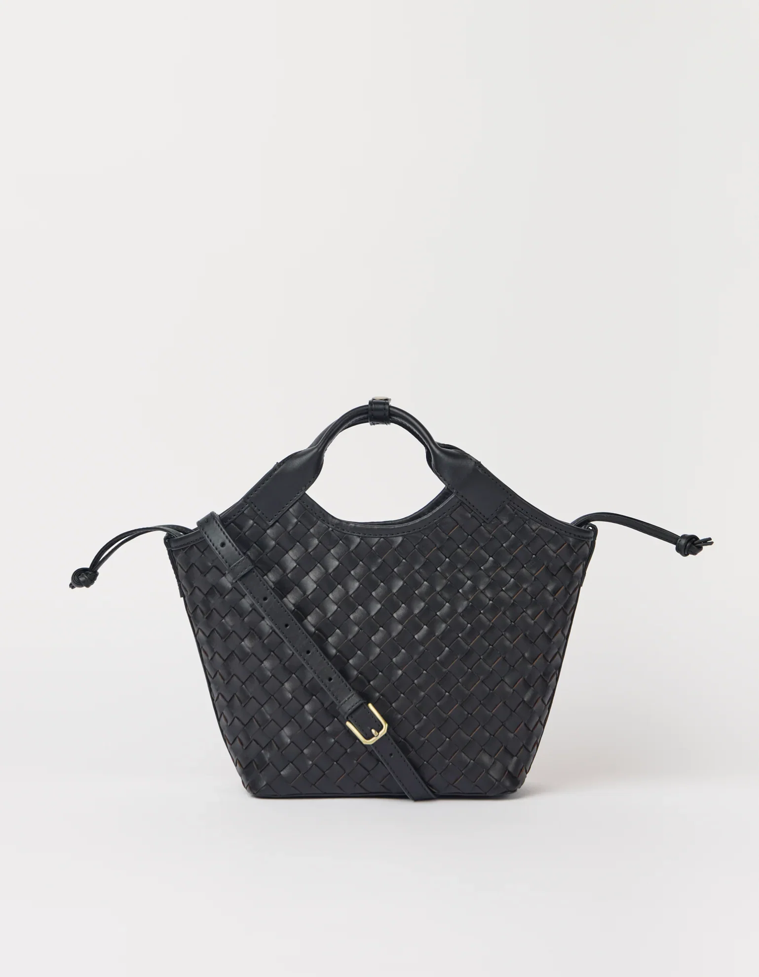 Image of Mara Midi - Black Woven Classic Leather