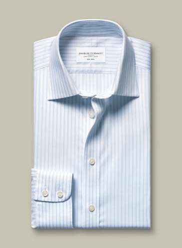 Non-Iron Twill Stripe Shirt – Light Blue
