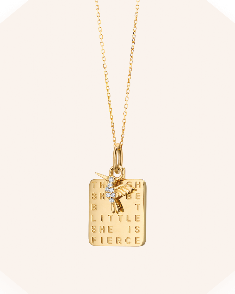 "She is Fierce" 18K Gold Necklace with Diamond