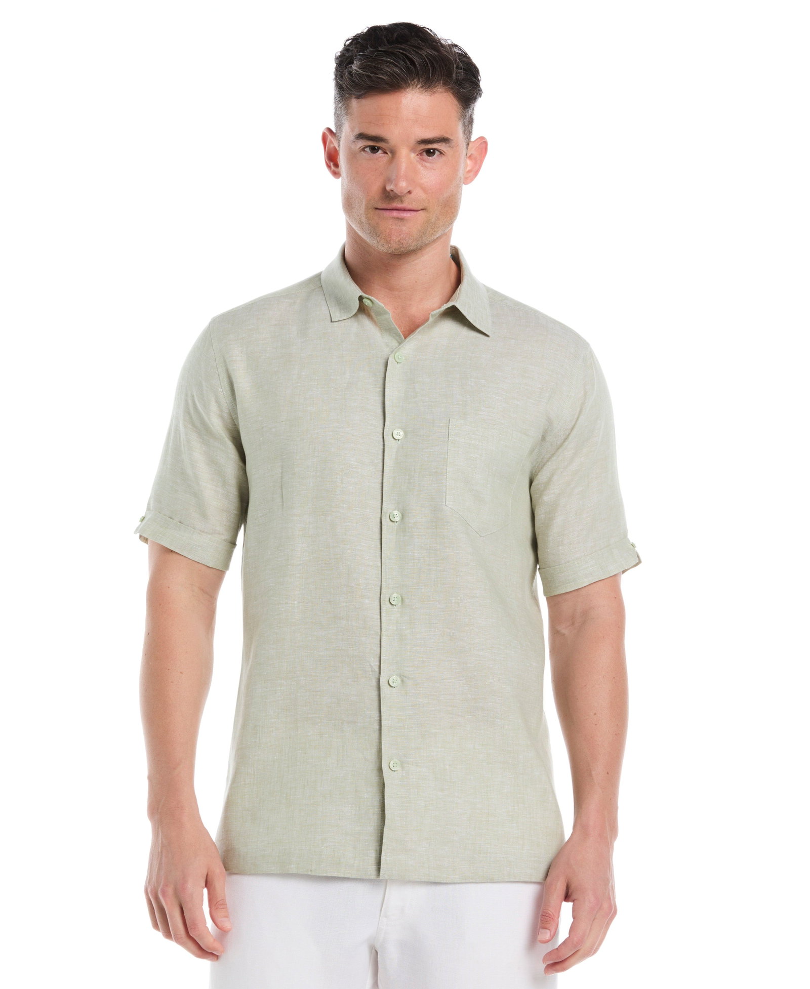 Image of Classic Two-Tone Linen Shirt