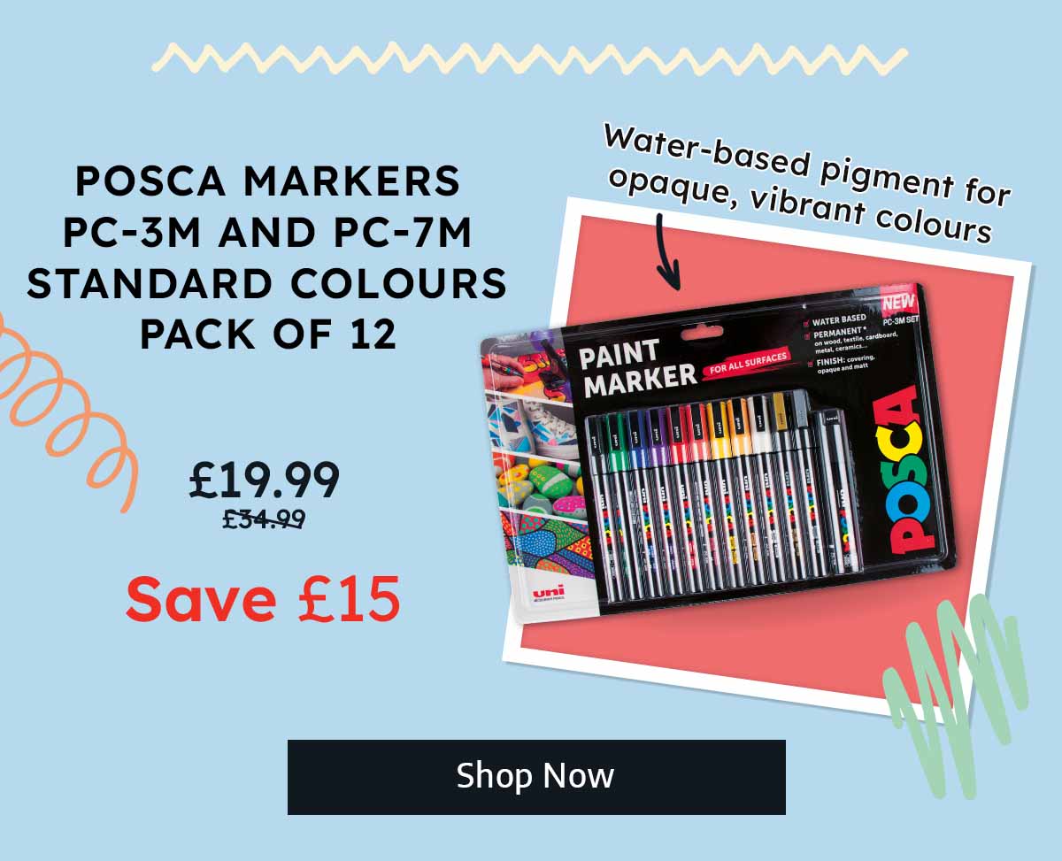 Posca Markers PC-3M and PC-7M Standard Colours - Pack of 12 - Now £19.99, Was £34.99 - Save £15 - Water based pigment for opaque, vibrant colours