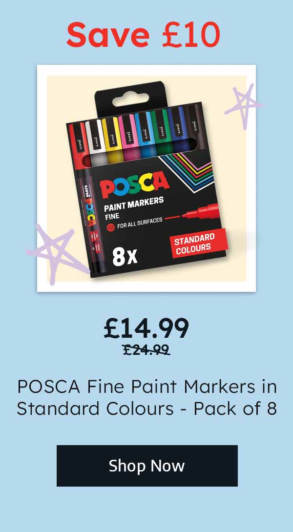 POSCA Fine Paint Markers in Standard Colours - Pack of 8 - Now £14.99, Was £24.99 - Save £10