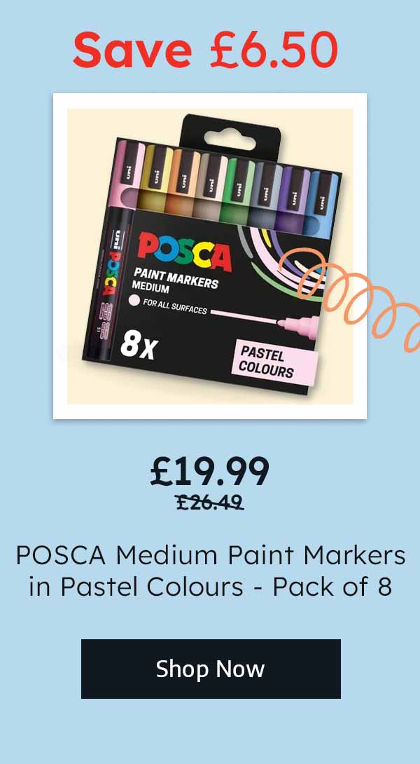 POSCA Medium Paint Markers in Pastel Colours - Pack of 8 - Now £19.99, Was £26.49 - Save £6.50
