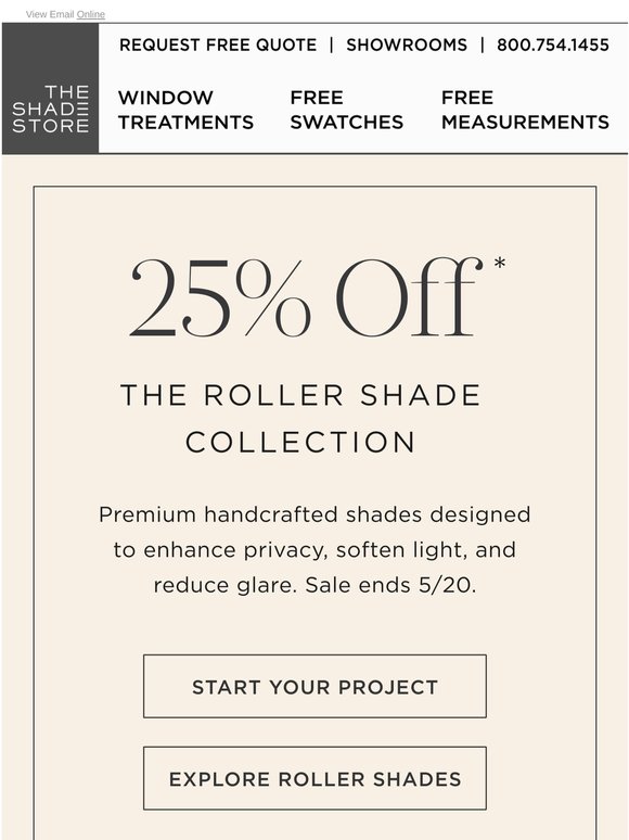 Final Days: 25% Off the Roller Shade Collection