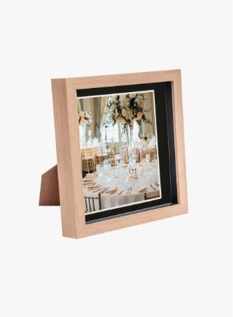 8" x 8" Light Wood 3D Box Photo Frame - with 6" x 6" Mount