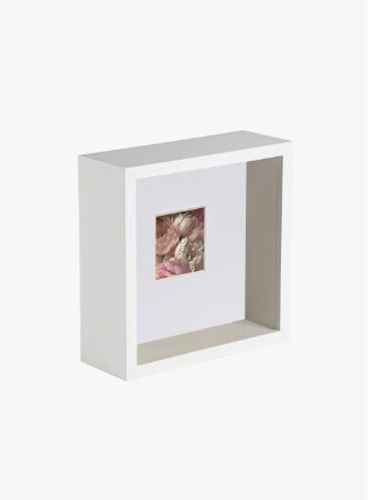 6" x 6" 3D Deep Box White Photo Frame with 2" x 2" Mount