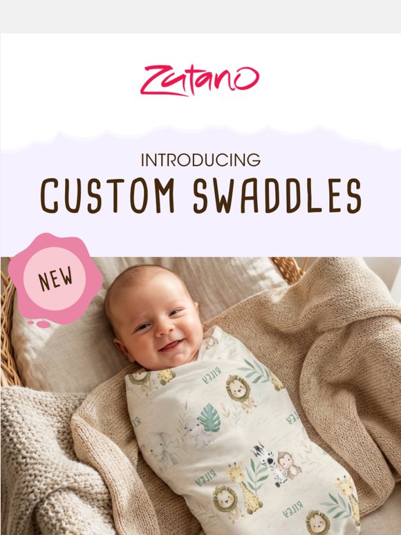 A swaddle personalized with the baby's name. Create yours