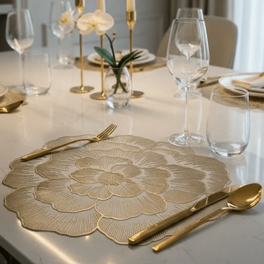 Jodie Gold Flower Placemat