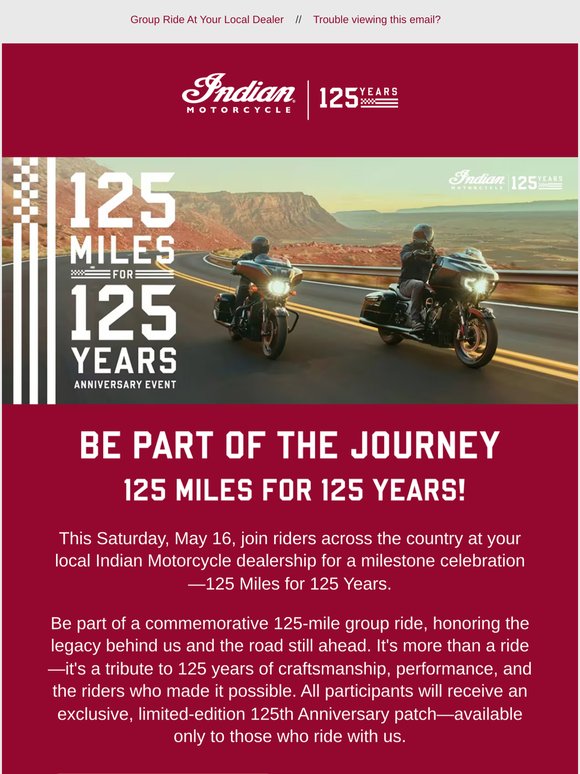 This Saturday: Ride 125 Miles To Celebrate 125 Years