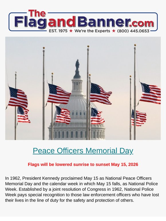 National Half Staff Notice for Peace Officers Memorial Day
