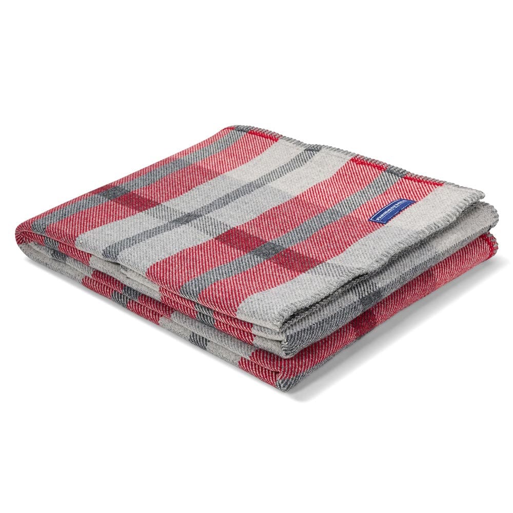 Image of Northfield Plaid Wool Throw Blanket - Red