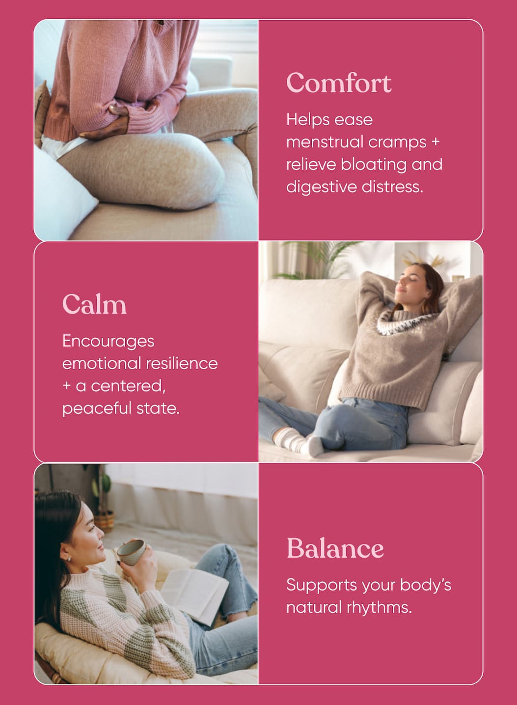 COMFORT, CALM, BALANCE