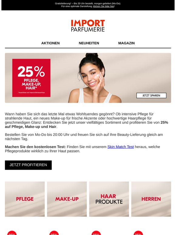 25% auf Pflege, Make-up und Hair 😍