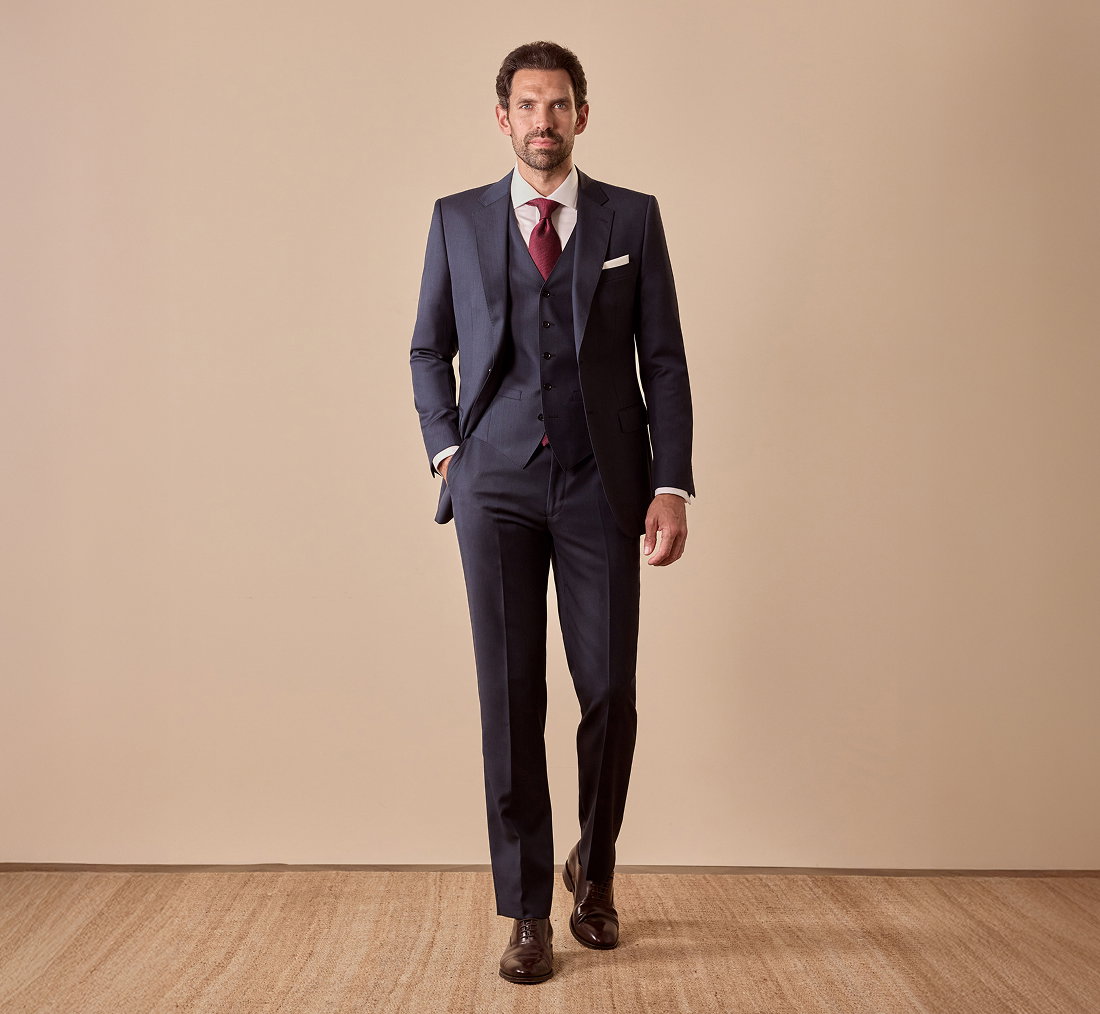 Slim Fit Dark Blue Twill Suit