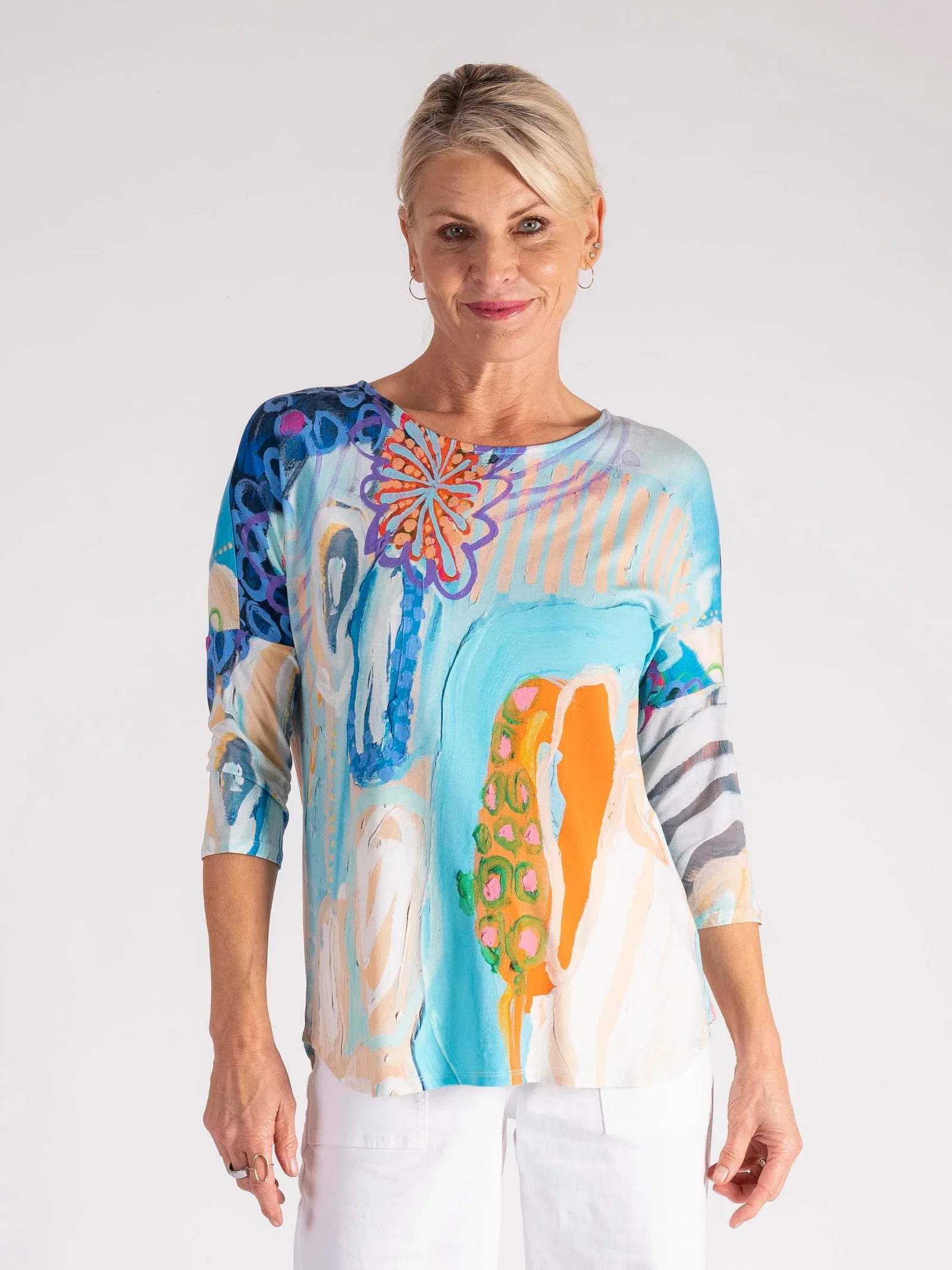 Image of Sky/Multi Abstract Artistic Print Batwing Top