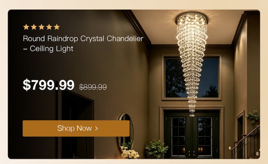 Round Raindrop Crystal Chandelier - Ceiling Light