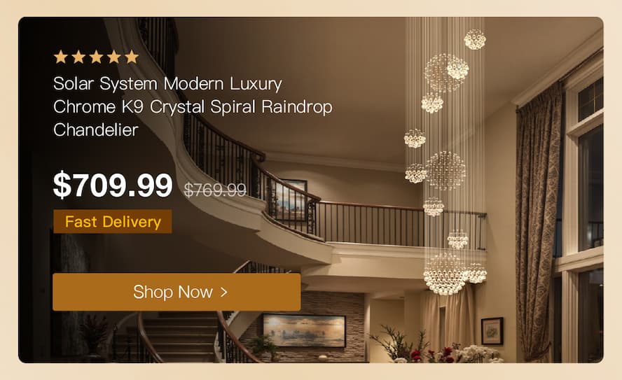 Solar System Modern Luxury Chrome K9 Crystal Spiral Raindrop Chandelier