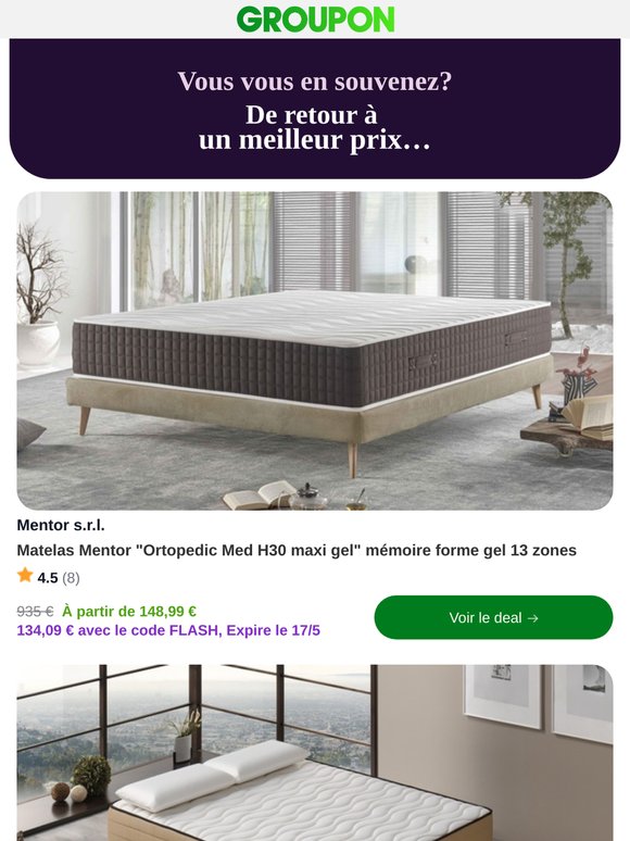 Matelas Mentor "Ortopedic Med H30 maxi gel" mémoire forme gel 13 zones est maintenant moins cher! Découvrez-le.