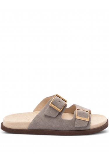 Suede Double Strap Sandals Grey