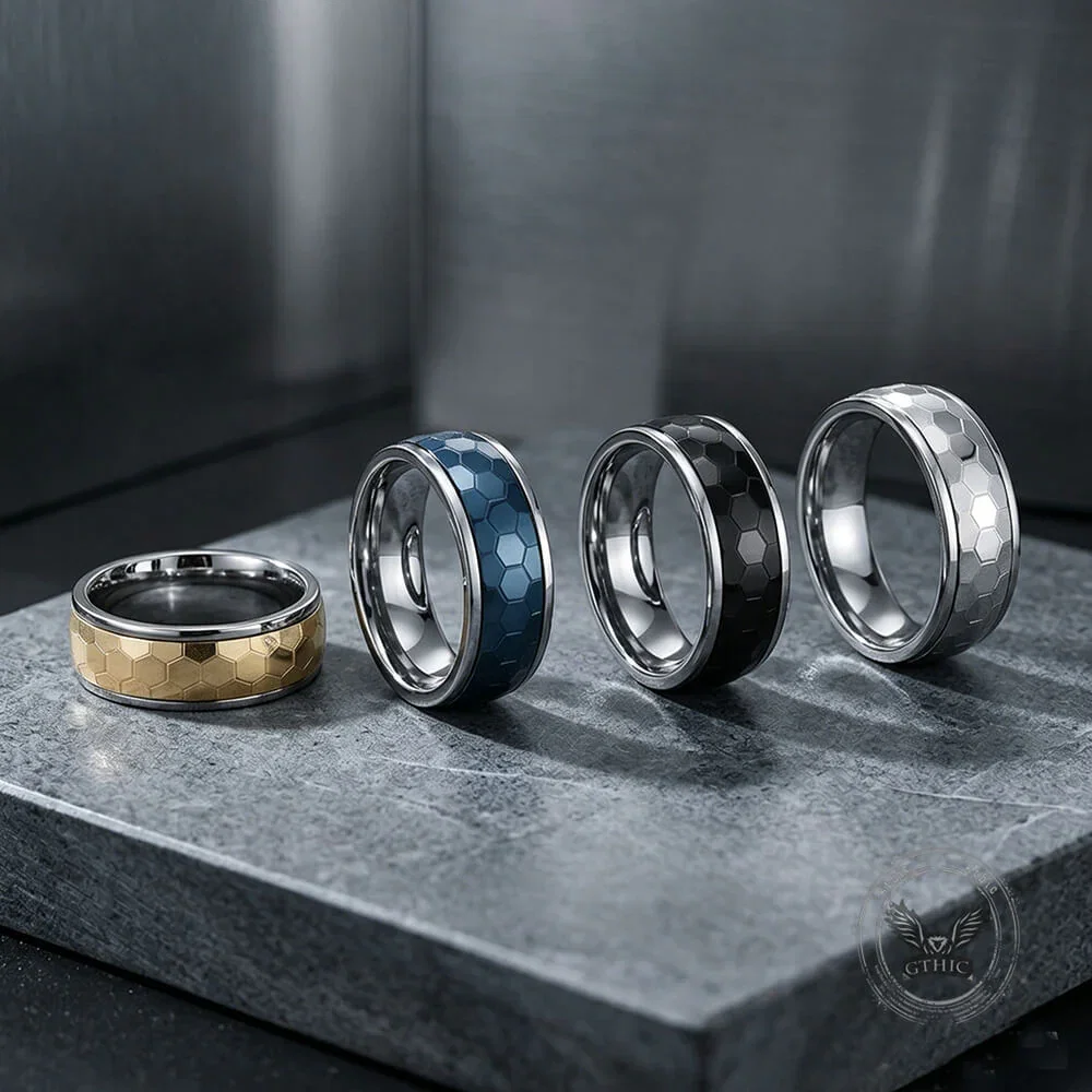 Image of Simple Soccer Pattern Stainless Steel Spinner Ring