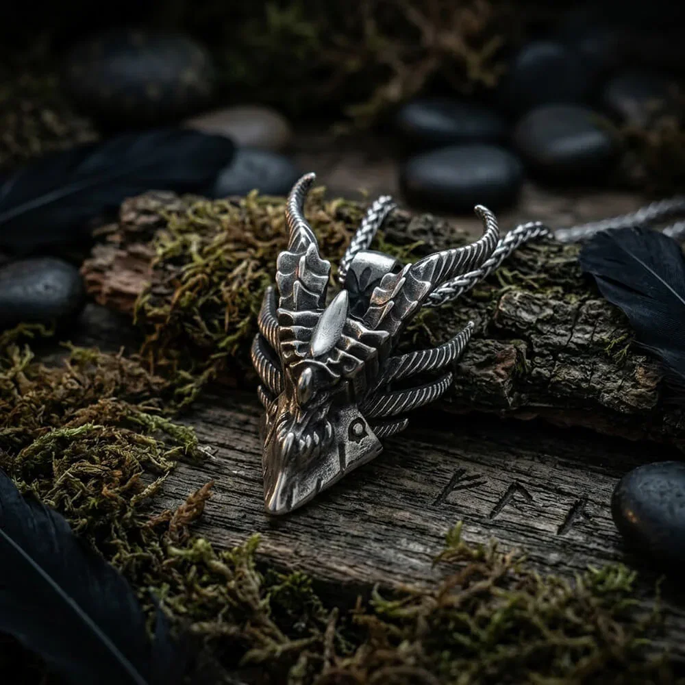 Image of Vintage Evil Dragon Head Stainless Steel Pendant
