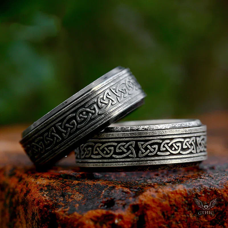 Image of Viking Celtic Knot Stainless Steel Spinner Ring