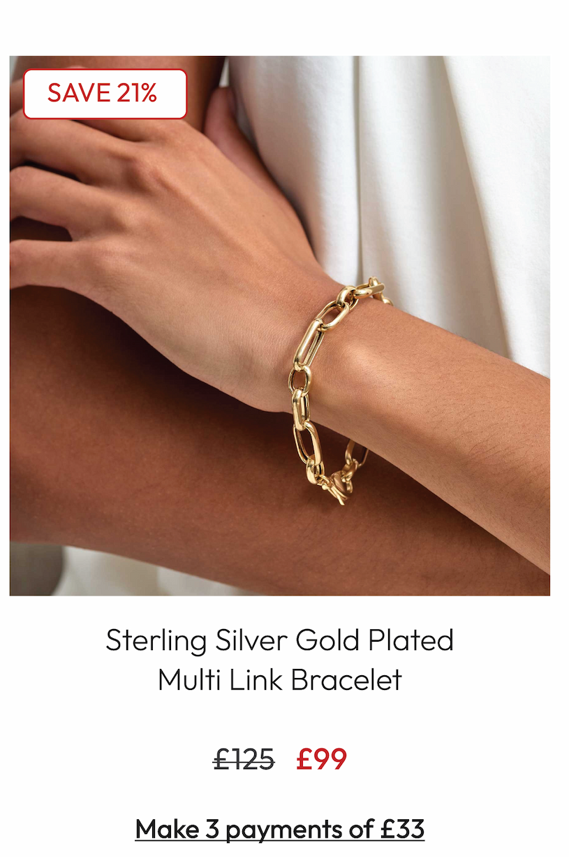 Sterling Silver Gold Plated Multi Link Bracelet