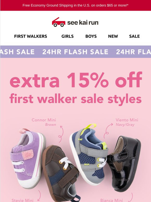 Extra 15% Off First Walkers — Today Only