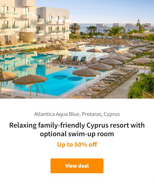 Relaxing family-friendly Cyprus resort with optional swim-up room