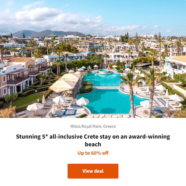 Stunning 5* all-inclusive Crete stay on an award-winning beach