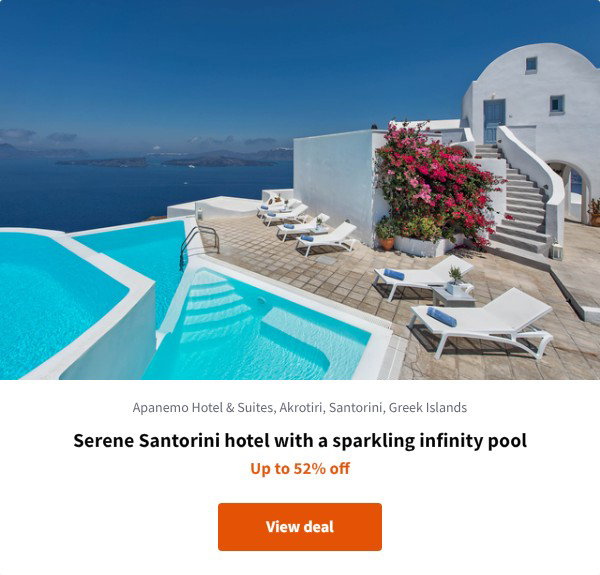 Serene Santorini hotel with a sparkling infinity pool
