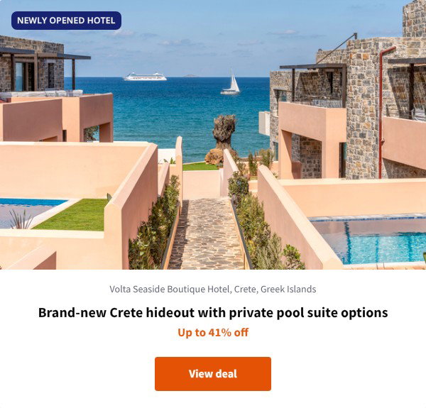 Brand-new Crete hideout with private pool suite options